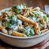 Freshly grated Parmesan melts into a creamy, garlicky Greek yogurt sauce coating the whole-wheat penne in this satisfying bowl.