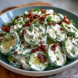 Creamy Cucumber Salad with Dill and Greek Yogurt, a refreshing summer side with crisp cucumbers in tangy dressing.