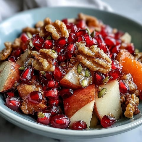 Delicious pomegranate and walnut salad, a refreshing side with seeds and nuts.