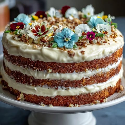 Spring naked cake with edible flowers and lemon curd, a light and elegant dessert with vibrant blooms and zesty citrus layers.