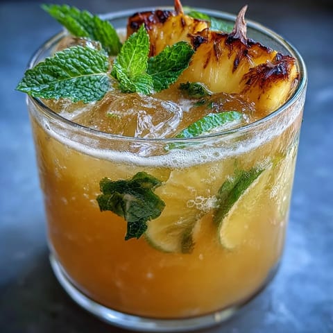 Refreshing Pineapple Coconut Agua Fresca with lime and mint garnish.