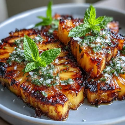 Sweet and spicy grilled pineapple with vibrant yuzu kosho butter, ready to serve.