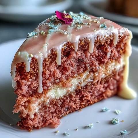 Decadent Bridal Shower Rosé Velvet Cake, perfect for celebrations with delicate frosting.