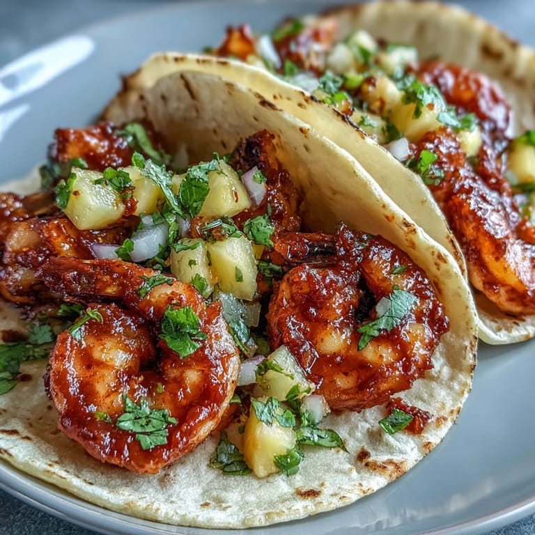 Platter of sizzling sriracha shrimp tacos with mango salsa, red cabbage, and extra lime wedges ready for sharing.