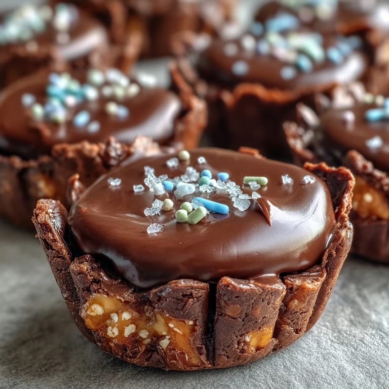 Crunchy pretzel crust meets rich peanut butter filling in these chocolate cups, perfect for Easter or any sweet treat.