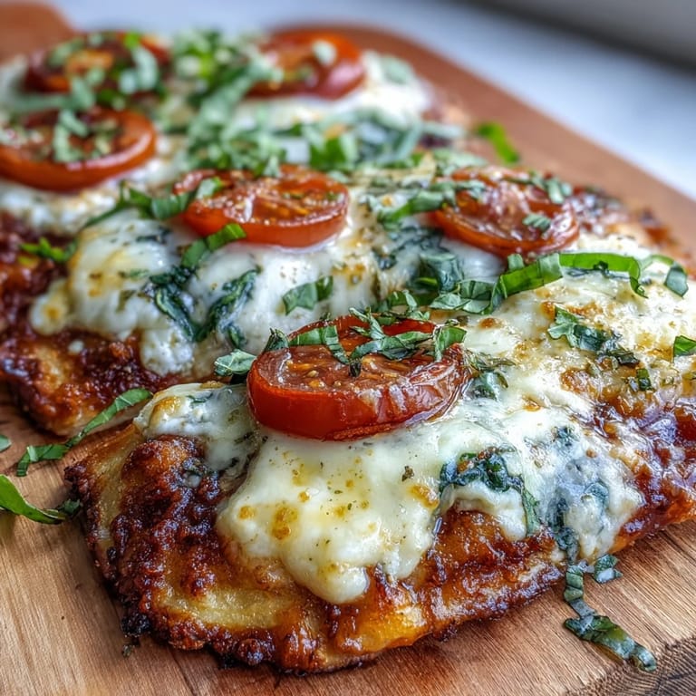 Savory cottage cheese flatbread pizza, topped with spinach, olives, and gooey cheese, offering a delicious twist on classic comfort food.