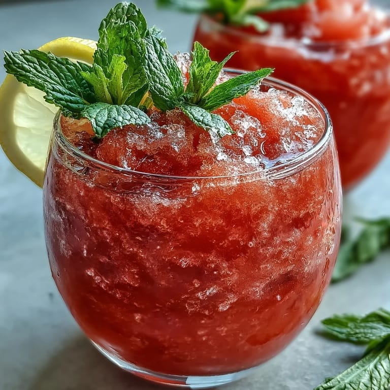 Vibrant watermelon lemonade slushie, no sugar added, perfectly blended and chilled.