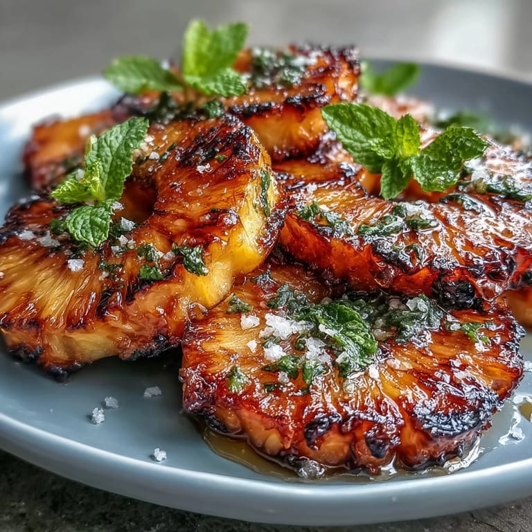 Melted yuzu kosho butter crowning tender grilled pineapple, a tropical grilled delight.