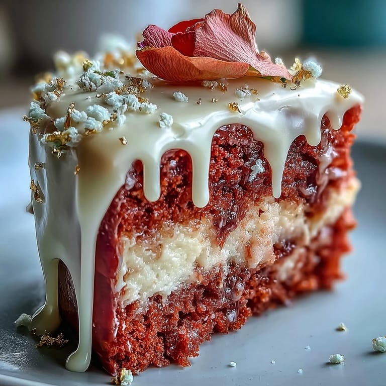 Taste a delicate Bridal Shower Rosé Velvet Cake, beautifully adorned with edible gold accents.