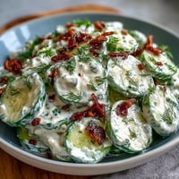 Creamy Cucumber Salad with Dill and Greek Yogurt, a refreshing summer side with crisp cucumbers in tangy dressing.