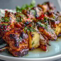 Grilled Pineapple Chicken Skewers with juicy chicken and sweet pineapple chunks, perfect for summer BBQs and tropical flavors.
