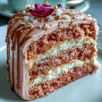 Elegant pink Bridal Shower Rosé Velvet Cake with shimmering gold drip.